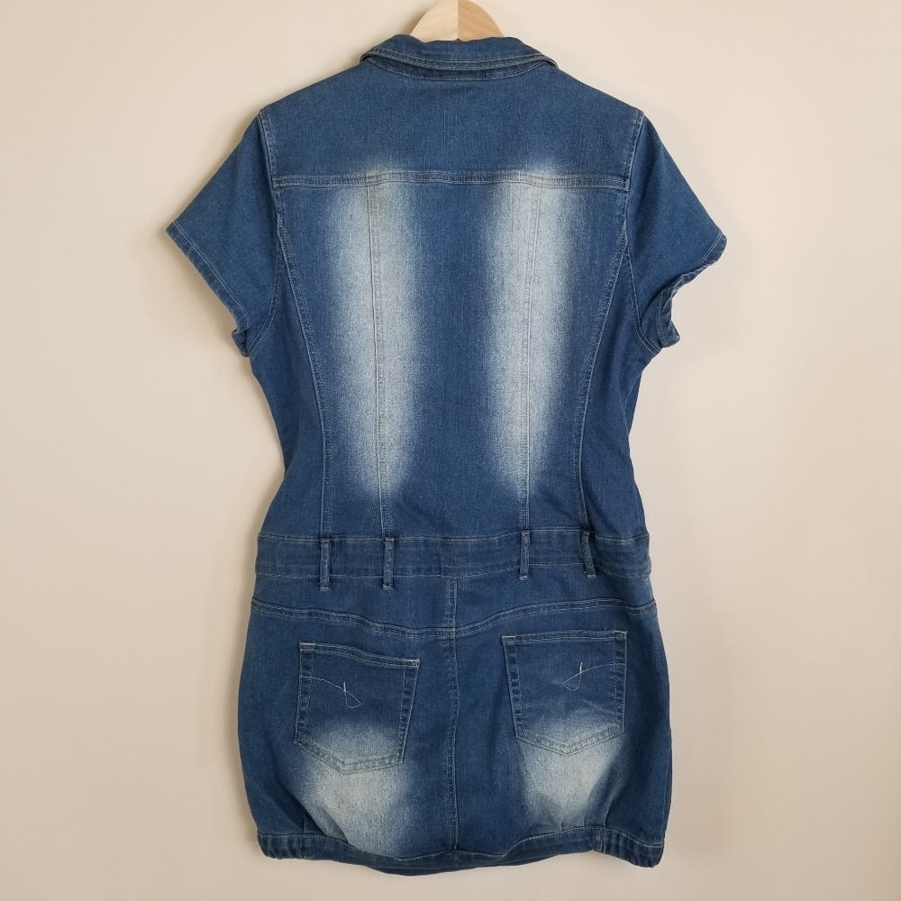 Venus Denim Mini Dress Size 14 - Picture 3 of 8